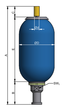 Гидроаккумуляторы фланцевого исполнения серии EHVF со сменным баллоном